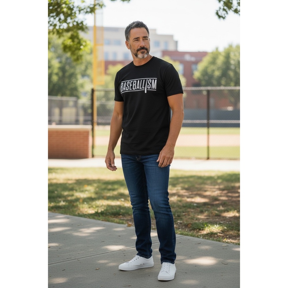 1031 Baseballism Mens Graphic T-Shirt Black Short Sleeve Logo Tee Size M NWT